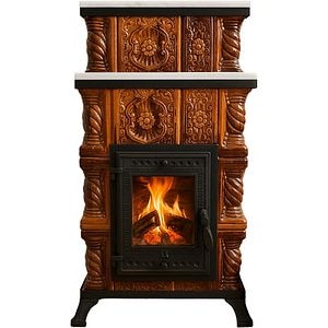 Semineu teracota, 3 fumuri, 4 randuri cu marmura, 8kW