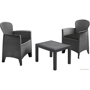 Set mobilier gradina Ipae, 3 piese, perne, negru