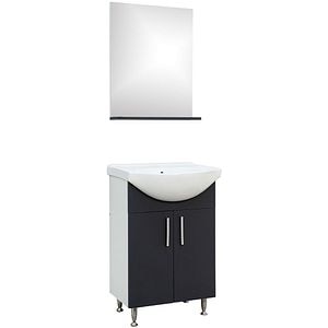 Set mobilier baie SANITOP Bella, cu oglinda, 55 cm, PAL, gri inchis