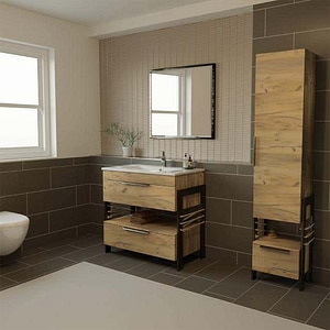 Dulap coloana baie SANITOP Element, 35 x 28 x 170 cm, maro