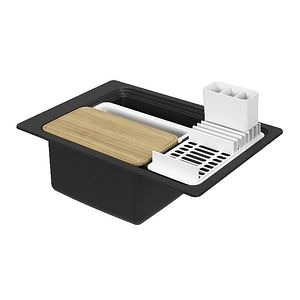 Chiuveta bucatarie cuart compozit, reversibila, 77.3 x 51.6 cm, adancime 23.4 cm, negru  GoodHome
