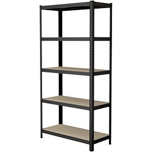 Raft 5 polite, 180 x 90 x 40 cm, 120 kg/polita, otel si lemn, negru