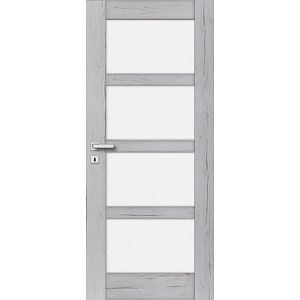 Usa de interior cu geam, gri, stanga, mdf, 206 x 88 cm, toc inclus • Adara