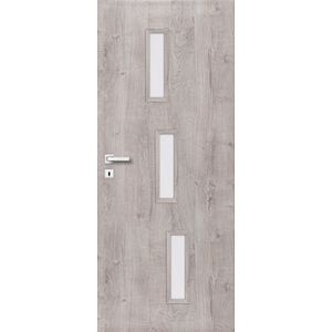 Usa de interior cu geam, gri, stanga, mdf, 206 x 68 cm, toc inclus • Roma