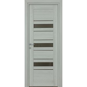 Usa de interior cu geam, alb, reversibila, mdf, 203 x 78 cm, toc inclus • Rino
