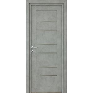 Usa de interior cu geam, gri, stanga, mdf, 203 x 78 cm, toc inclus  Kira