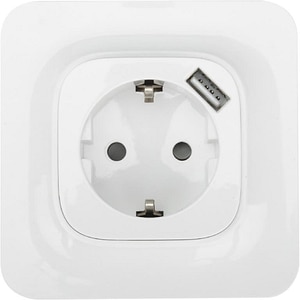 Priza simpla 2P+E cu USB KENNET JACOBSEN, 16A, IP20, ABS, alb