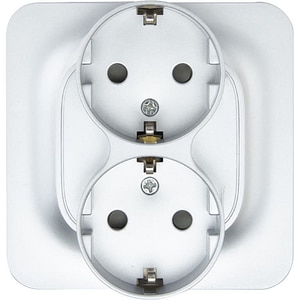 Priza dubla 2P+E JACOBSEN, 16A, IP20, ABS, alb
