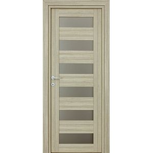 Usa interior Trame, cu geam, reversibila, MDF, 68 x 203 cm, crem