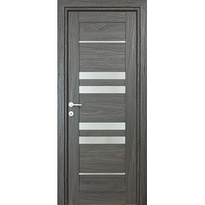 Usa interior Rino, cu geam, reversibila, MDF, 78 x 203 cm, negru