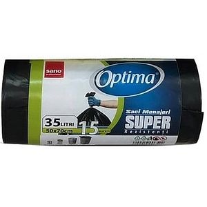 Saci menajeri SANO Optima, 15 bucati, 35 l, negru
