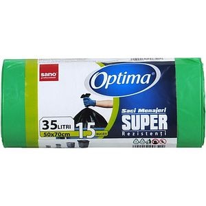 Saci menajeri SANO Optima, 15 bucati, 35 l, verde