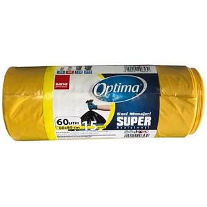 Saci menajeri SANO Optima, 15 bucati, 60 l, galben