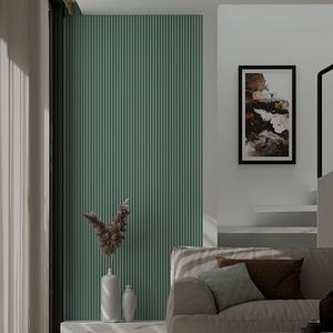 Panou riflaj decorativ, 280 cm x 10 cm, MDF, Turcoaz