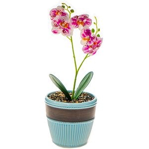 Orhidee artificiala in vas ceramic, 30 cm