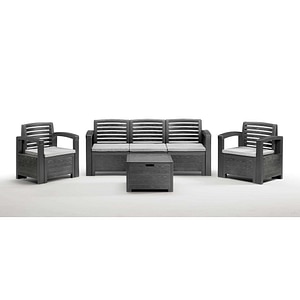 Set mobilier gradina Bica, 4 piese, perne, antracit
