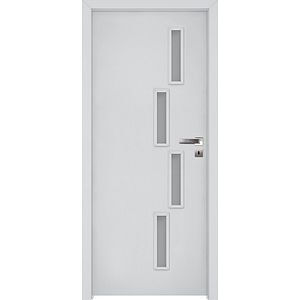 Usa interior cu geam, alb, stanga, MDF, 206,3 x 67,6 Cm, toc inclus  Sagitarius