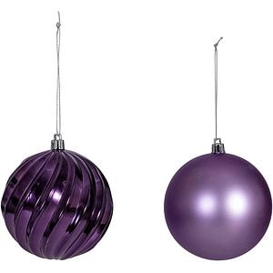 Set 4 globuri pentru brad Craciun, D10 cm, plastic, mov