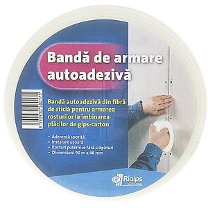 Banda armare autoadeziva Rigips, fibra de sticla, 48 mm x 90 m