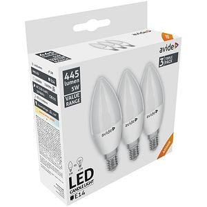 Set 3 becuri LED AVIDE, E14, 5W, 445lm, lumina neutra