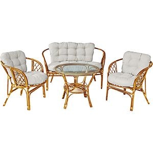 Set mobilier gradina Home Decor, 4 piese, perne, maro deschis