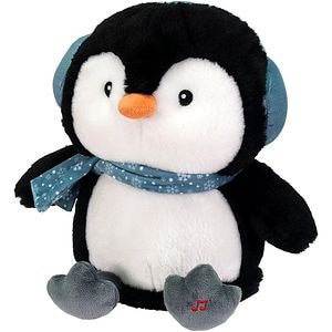 Jucarie plus Pinguin Interactiv Muzical, 25.5 cm, ABS si poliester, alb/negru