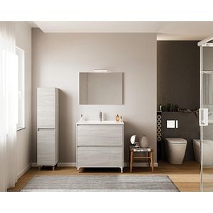 Set mobilier baie cu oglinda, gri, 80 cm  Lisabona
