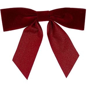 Set 6 fundite pentru brad Craciun, 2 x 13 cm, catifea, rosu 