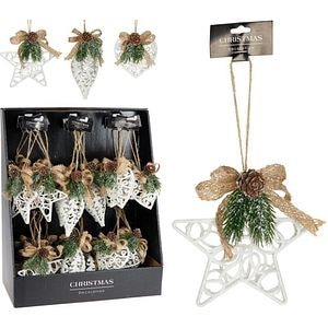 Decoratiune cu fundita, 15 cm, alb