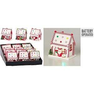 Decoratiune Craciun Casuta ornamentala cu LED, 9 cm, multicolor