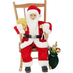 Decoratiune Mos Craciun pe scaun, 35 cm, rosu