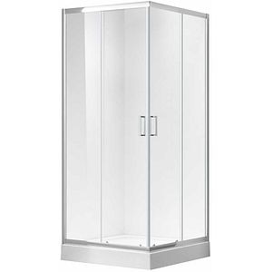 Cabina dus standard BELFORM Clear, patrata, aluminiu, 90 x 90 x 185 cm, sticla securizata 5mm, profil crom