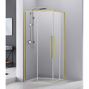 Cabina dus standard BELFORM Fortuna, patrata, aluminiu, 90 x 90 x 200 cm, sticla securizata 6mm, profil auriu