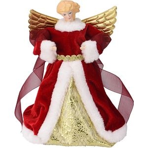 Varf brad de Craciun Inger, 23 cm, rosu-auriu