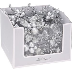 Decoratiune Craciun, model floare, 20 cm, argintiu