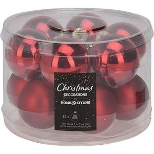Set globuri brad Home&Styling, 12 bucati, rosu