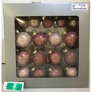 Set globuri brad, 34 bucati, roz