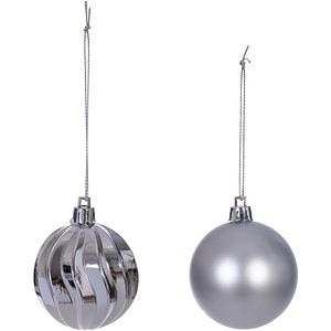 Set globuri, 6 cm, argintiu, 8 bucati