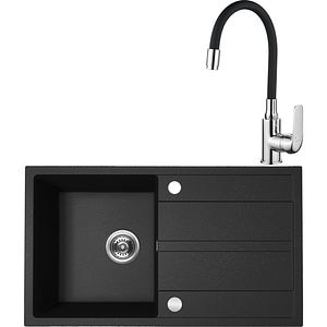 Pachet chiuveta LIDO S69E711Y, 1 cuva, granit + baterie, negru