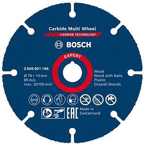 Disc de taiere pentru metal/otel BOSCH Expert Carbide Multi Wheel, 76 x 10 mm, carbura, albastru