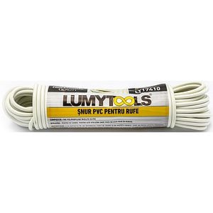 Snur LUMY TOOLS, PVC, 5 mm x 15 m, pentru rufe, alb