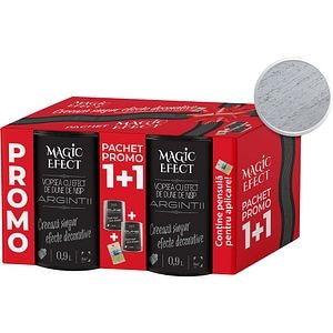 Pachet 1 plus 1 Vopsea cu efect de dune de nisip Magic Effect, pensula inclusa, argintiu nisip, 0.9L