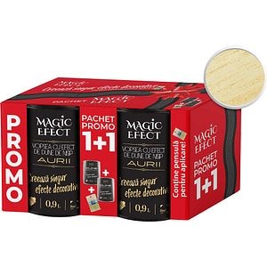 Pachet 1 plus 1 Vopsea cu efect de dune de nisip Magic Effect, pensula inclusa, auriu, 0.9L