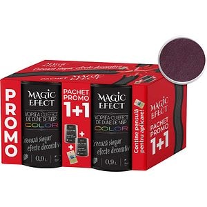 Pachet 1 plus 1 Vopsea cu efect de dune de nisip Magic Effect, pensula inclusa, visiniu flaming love, 0.9L