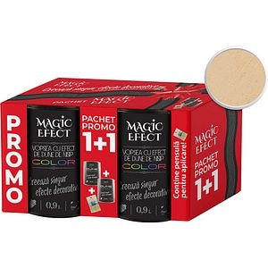 Pachet 1 plus 1 Vopsea cu efect de dune de nisip Magic Effect, pensula inclusa, crem marrocan, 0.9L