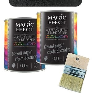 Pachet 1 plus 1 Vopsea cu efect de dune de nisip Magic Effect, pensula inclusa, negru, 0.9L