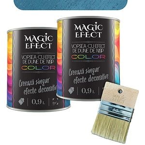 Pachet 1 plus 1 Vopsea cu efect de dune de nisip Magic Effect, pensula inclusa, albastru royal, 0.9L