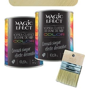 Pachet 1 plus 1 Vopsea cu efect de dune de nisip Magic Effect, pensula inclusa, auriu vanila dream, 0.9L