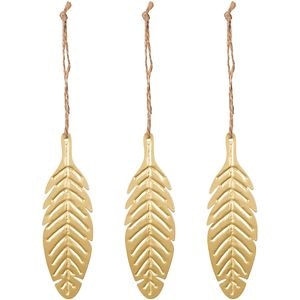 Set ornamente brad Frunze, 3 bucati, 8.6 cm, auriu