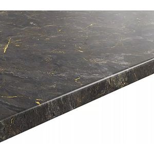 Blat bucatarie GOODHOME, 300 x 62 x 3.8 cm, PAL, negru/auriu marmura